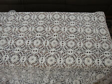 Vintage Off White Rose Crochet Large Rectangular Tablecloth Bedspread 74