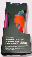 Starbucks 2021 Holiday Reusable Cold Cups with Lids and Straws Pack of 5 Cups picture