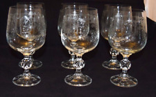 Set of 6 Cascade Bohemian Fine Lead Crystal Lead Etched Wine Glasses picture