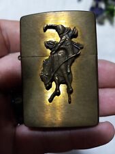 Unfired - VINTAGE 1994 MARLBORO COUNTRY STORE COWBOY SOLID BRASS ZIPPO X LIGHTER picture
