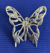 John Hardy Silver Tone Butterfly Clip On Brooch Hair Scarf Pin 2.5” picture