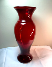 Estate Vintage Retro FENTON RUBY RED GLASS VASE 11 Inches picture