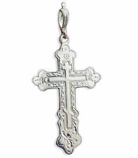 Religious Gifts Russian Orthodox Silver Three Bar Cross 1 7/8 Inch picture