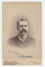 Antique c1880s ID'd Cabinet Card Man Named C.H. Conklin Great Mustache St. Louis picture