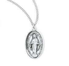 Elegant Sterling Silver Oval Miraculous Medal Size 1.1in x 0.6in picture