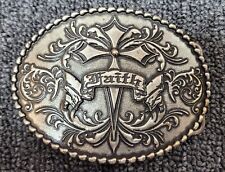 Rare Western Edge Faith Antique Oval Belt Buckle by Taylor Brands. picture