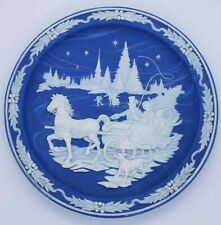 Home With The Tree Christmas Cameos Roger Akers Lapis Blue Incolay Stone Plate picture