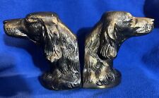 Two Vintage Heavy Cast Brass Hunting Dog Bookends picture