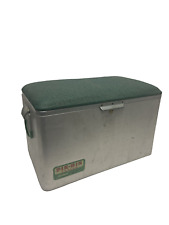 Vintage 50s Aluminum PIK-NIK Outdoor Ice Chest Cooler w/ Padded Seat picture