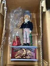 Vintage Uncle Sam Cast Iron Mechanical Coin Bank book of knowledge picture