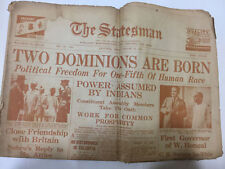 RARE OLD NEWSPAPER THE STATESMAN 15.08.1947 INDIA INDEPENDENCE omega watch ad picture