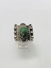 SIZE 8.5 8.3g EARLY HARVEY ERA TURQUOISE STERLING SILVER RING GREEN RARE picture