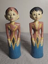 Antique Javanese Loro Blonyo Wooden Carved Wedding Figures 12” Tall picture