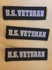 3 Pack U.S. Veteran Tactical Hook -Loop Fully Embroidered Morale Tag Patch BLACK picture