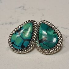 EXQUISITE NATIVE AMERICAN BENNIE BOWEKATY TURQUOISE ZUNI STUD EARRINGS picture