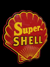 PORCELIAN SUPER SHELL ENAMEL SIGN SIZE 30X30 INCHES DOUBLE SIDED picture