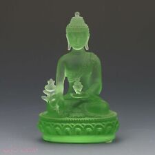 Chinese Exquisite Glaze Figurines Pharmacist Buddha Statue Green FX003 picture