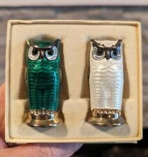 Norwegian Silver and Enamel Owl-Form Salt and Pepper Casters, David Andersen  picture