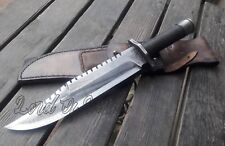 LOM CUSTOM HANDMADE CARBON STEEL SURVIVAL RAMBO TACTICAL HUNTING BOWIE W/ SHEATH picture
