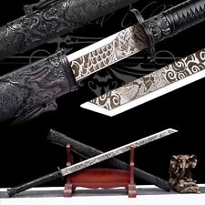 Handmade Katana/Black/Manganese Steel/Collectible Sword/Full Tang/Battle Ready picture