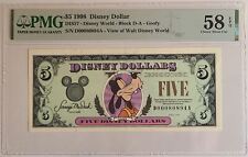 RARE 1998 DA Series $5 Goofy Disney Dollar - PMG 58 EPQ picture