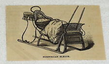small 1880 magazine engraving ~ NORWEGIAN SLEIGH, Norway picture