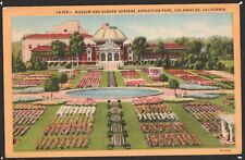 Museum Sunken Garden Exposition Park Los Angeles c1930 Linen Postcard California picture