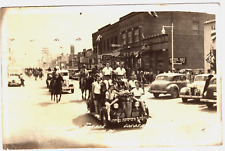 Vintage Postcard NM Lordsburg RPPC Rodeo Parade Girls Horses 40s Cars Shop -4572 picture