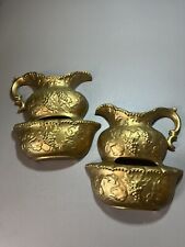 Vintage Ardco Fine Quality Gold Ceramic Pitcher and Basin Wall Pocket Japan Set picture