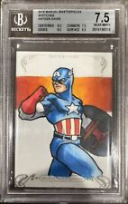 2018 Marvel Masterpieces Sketch Card Captain America 1/1 Hayden Davis BGS 7.5 picture