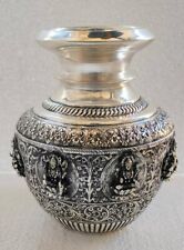 German silver antique finish kalasha with Ashta Laxmi for house warming pooja picture