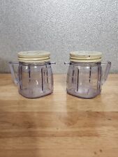 Vintage Osterizer Mini Blend Plastic Cup w/ Metal Lid 8 oz Jar Container-2 Lot picture