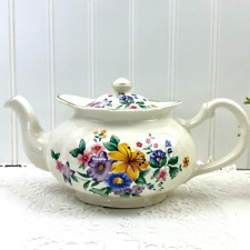 Vintage Price Kensington Potteries Teapot White With Multicolor Floral Design picture