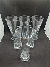 Beer Glass Set Of 6 Hand Blown Clear Glass picture