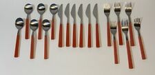 VTG Anacapa Flatware Orange/Red Plastic Handle 18 Pcs Stainless Steel picture
