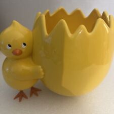 Teleflora Gift Yellow Chick Hugging Cracked Egg Vase / Planter or Candy dish. picture