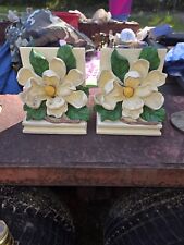 Vintage White Magnolia Flower Bookends picture