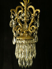 1 lamp Chandelier Vintage Spelter ROCOCO Brass crystal room decor lite Swag Plug picture