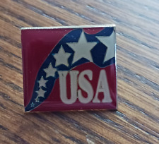 Vintage USA Patriotic Enamel Pin Red White & Blue with Stars Pinback picture