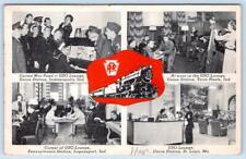1945 WWII USO LOUNGES 4 VIEWS MESSAGE IN SPANISH PENNSYLVANIA RAILROAD POSTCARD picture