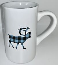 2020 CARIBOU 16 oz White W/Blue & Black Buffalo Plaid Latte Mug 🦌 Coffee Mug picture
