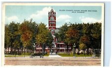 1940 Allen County Court House And Park Car Scene Iola Kansas KS Vintage Postcard picture