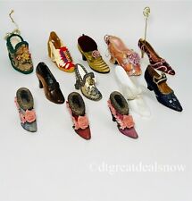 Vintage Lot of 12 Decorated Miniature Porcelain Ceramic Resin Shoe Heels Slipper picture