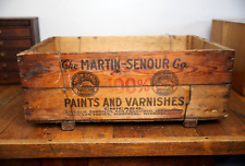 Vintage Martin Senour Monarch Paint Varnish Wood Crate Box Advertising Sign RARE picture