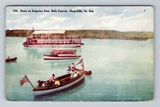 Black Hills SD-South Dakota, Boats On Irrigation Dam, Vintage c1912 Postcard picture