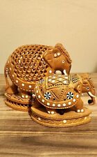 Wooden carving elephants handmade Home & Office Decorative gift picture