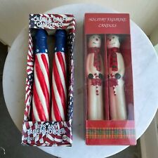 Vintage Lot of 4 10” Christmas Novelty Candles 2 Snowmen & 2 American Rockets picture
