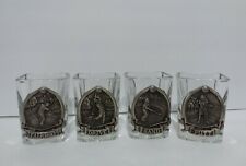 4 RARE Square GOLF Shot Glasses FAIRWAY DRIVE PUTT SAND Glass Pewter LR2 picture
