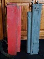 2 Antique Railroad Conductors Metal Flag Carrying Cases ICRR picture