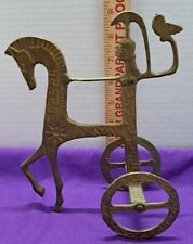 Vtg Brass Etruscan Horse Chariot Rider Owl MCM Frederick Weinburg Style  picture